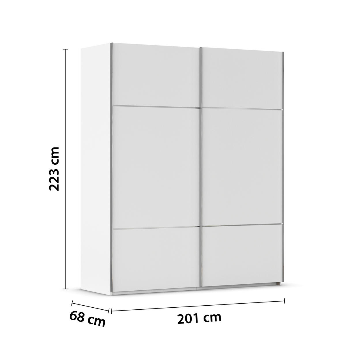 SCHWEBETÜRENSCHRANK 201/223/68 cm 2-türig Weiß  - Chromfarben/Weiß, KONVENTIONELL, Holzwerkstoff/Metall (201/223/68cm) - Novel