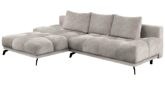 ECKSOFA in Chenille Sandfarben  - Sandfarben/Schwarz, MODERN, Textil/Metall (182/290cm) - Hom`in