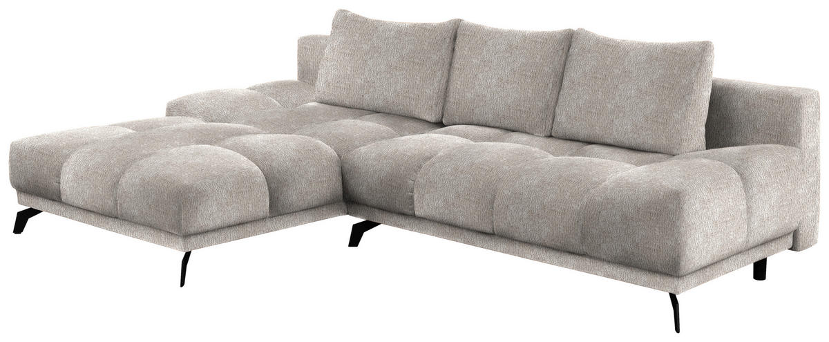 ECKSOFA in Chenille Sandfarben  - Sandfarben/Schwarz, Modern, Textil/Metall (182/290cm) - Hom`in