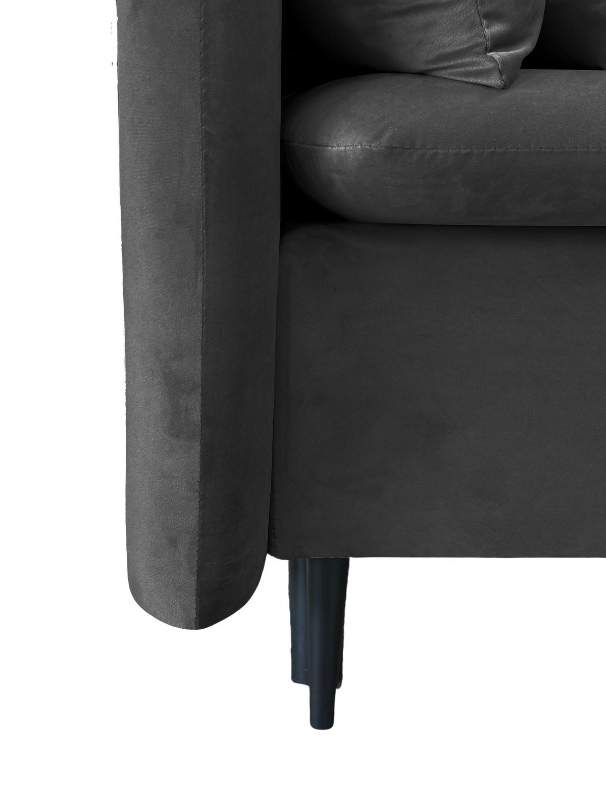 SCHLAFSOFA  mit Liegefunktion Velours Grau  - Schwarz/Grau, Design, Holz/Kunststoff (220/96/102cm) - MID.YOU