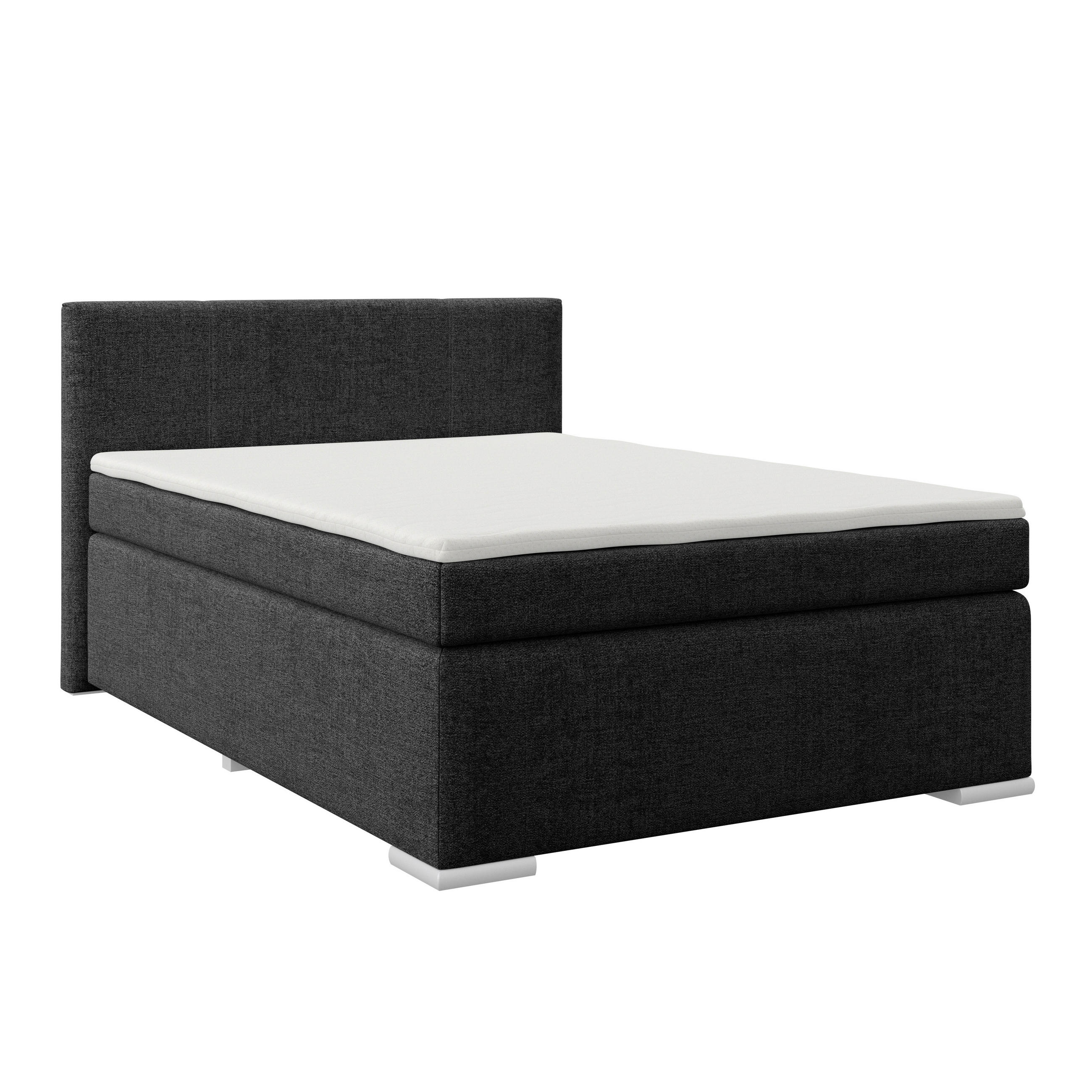 BOXSPRINGBETT 140/200 cm  in Schwarz  - Alufarben/Schwarz, Basics, Kunststoff/Textil (140/200cm) - Boxxx