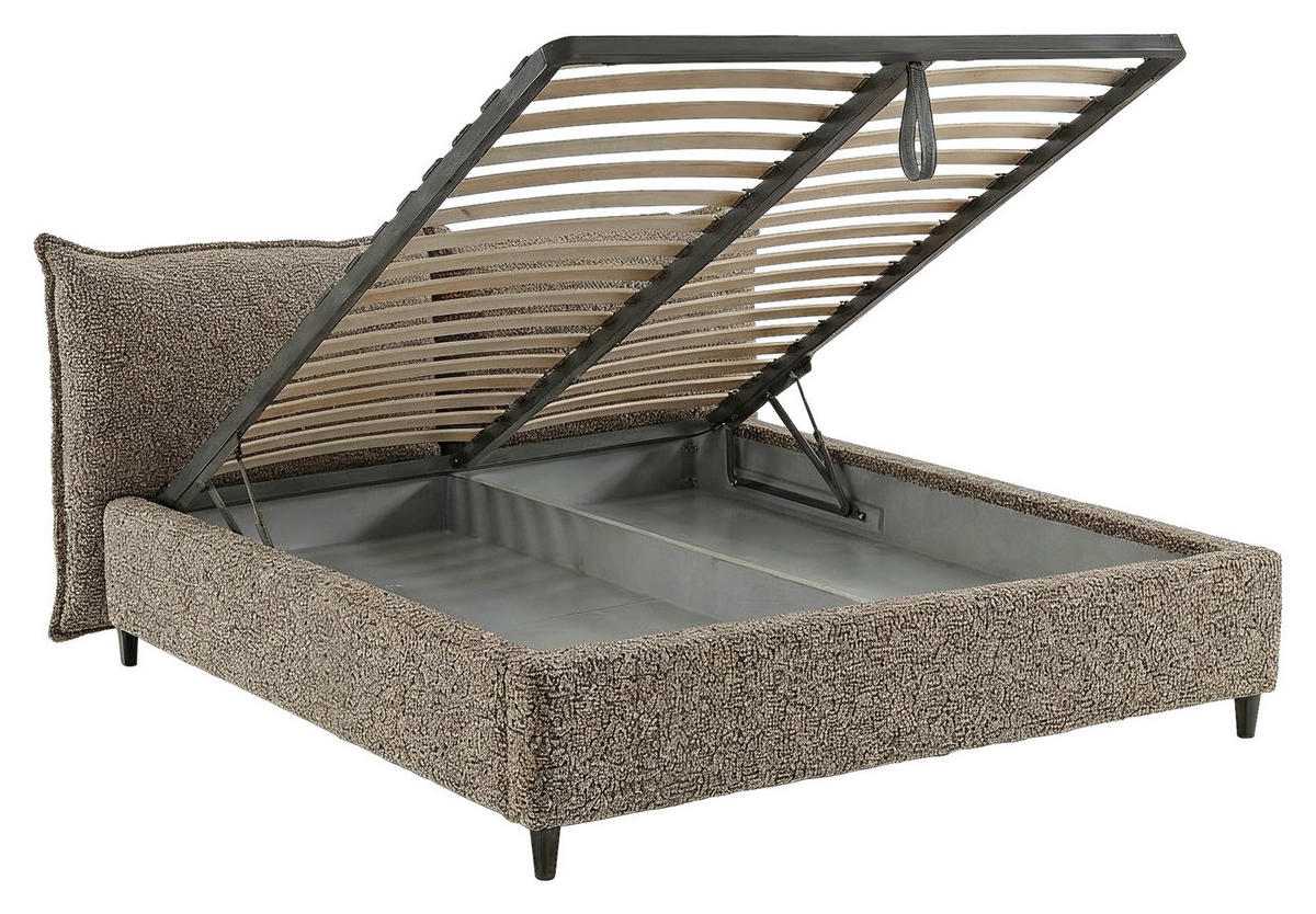 POLSTERBETT 180/200 cm,  in Taupe, gepolstertes Kopfteil, Lattenrost, Bettkasten,  - Taupe/Schwarz, MODERN, Holz/Textil (180/200cm) - Livetastic