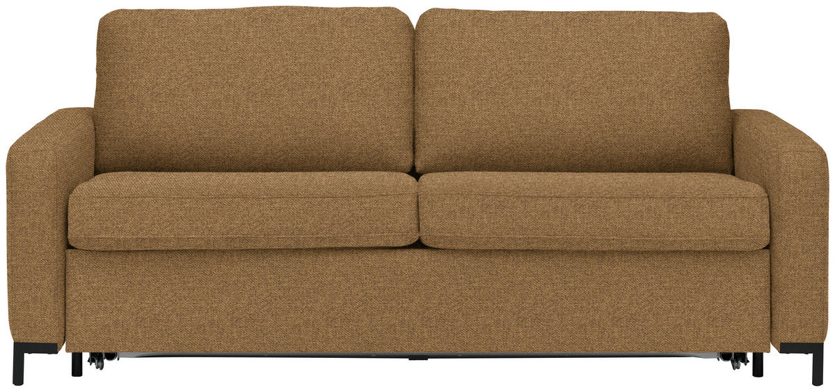 SCHLAFSOFA in Textil Goldfarben  - Goldfarben/Schwarz, Konventionell, Textil/Metall (187/84/97cm) - Welnova
