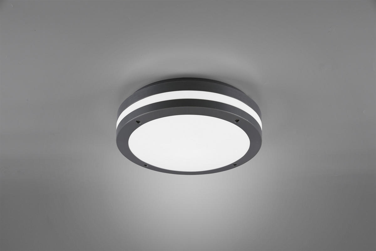 AUßENDECKENLEUCHTE KENDAL 30/9 cm  - Anthrazit/Weiß, Design, Kunststoff (30/9cm)