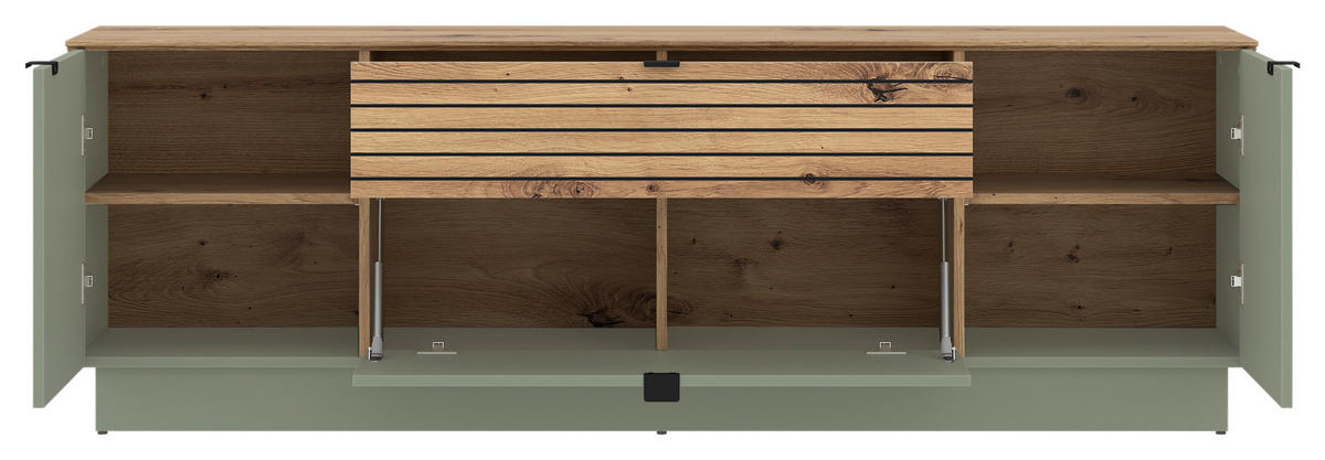TV-ELEMENT 180/59,5/40 cm  - Salbeigrün/Eiche Artisan, Basics, Holzwerkstoff/Kunststoff (180/59,5/40cm)