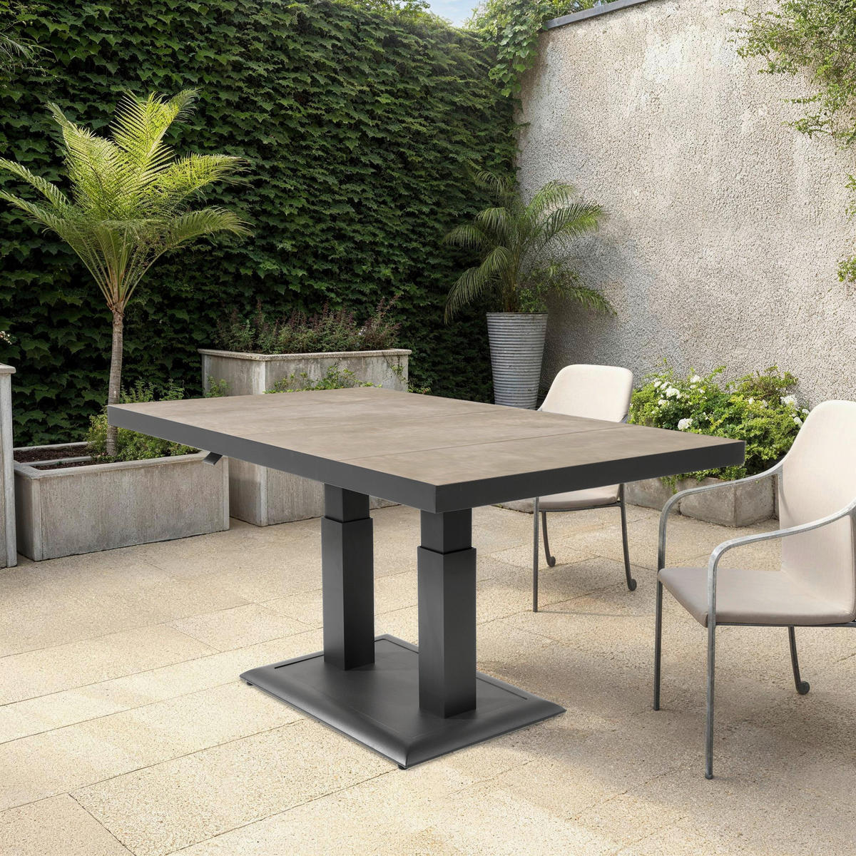 LOUNGE STOL   antracit, boje škriljevca  - boje škriljevca/antracit, Moderno, metal/keramika (140/85/50-72cm) - Ambia Garden