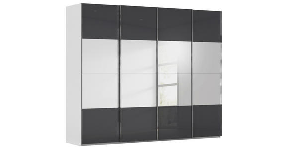 SCHWEBETÜRENSCHRANK  in Schwarz, Seidengrau  - Chromfarben/Seidengrau, Design, Glas/Holzwerkstoff (271/223/68cm) - Novel