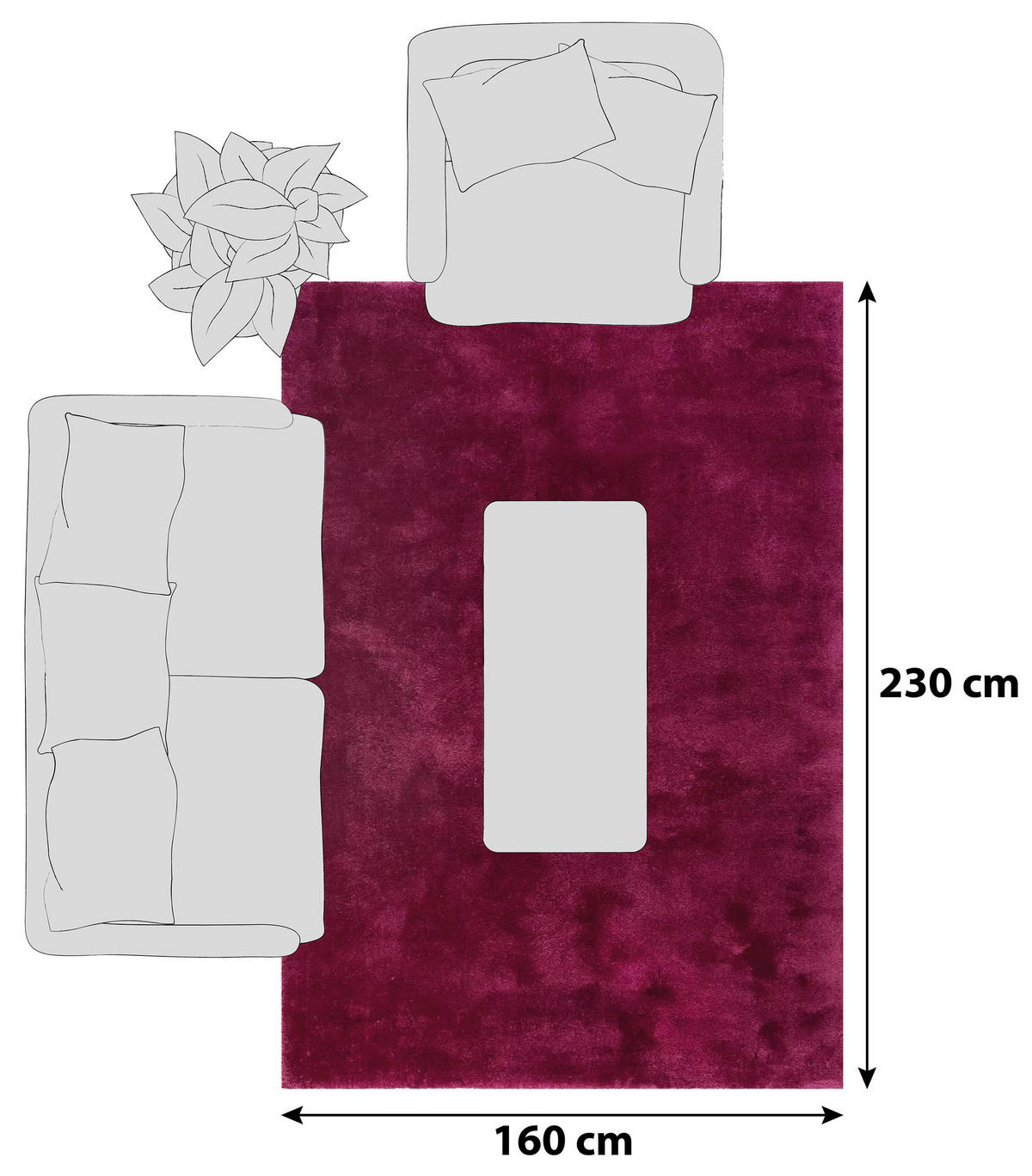 HOCHFLORTEPPICH 160/230 cm Relaxx Violett, Weinrot  - Violett/Weinrot, Basics, Textil (160/230cm) - Esprit