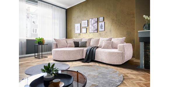 ECKSOFA in Chenille Beige  - Beige/Schwarz, Design, Kunststoff/Textil (194/307cm) - Carryhome