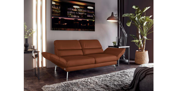 2-SITZER-SOFA Echtleder Braun  - Chromfarben/Braun, Design, Leder/Metall (198-246/83/96-187cm) - Dieter Knoll