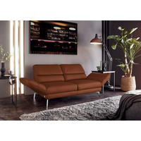 2-SITZER-SOFA Echtleder Braun  - Chromfarben/Braun, Design, Leder/Metall (178-226/82/96-177cm) - Dieter Knoll