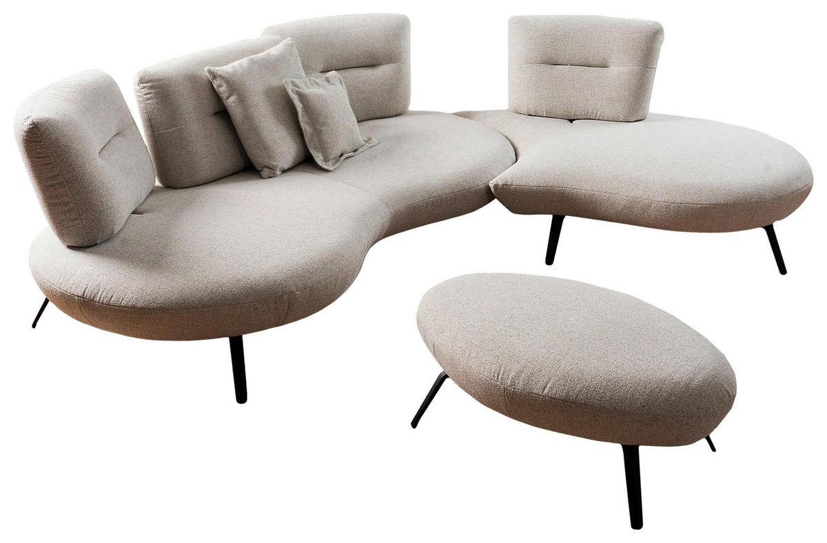 BIGSOFA Flachgewebe Beige  - Beige/Schwarz, Design, Textil/Metall (456/93/138cm) - Moderano
