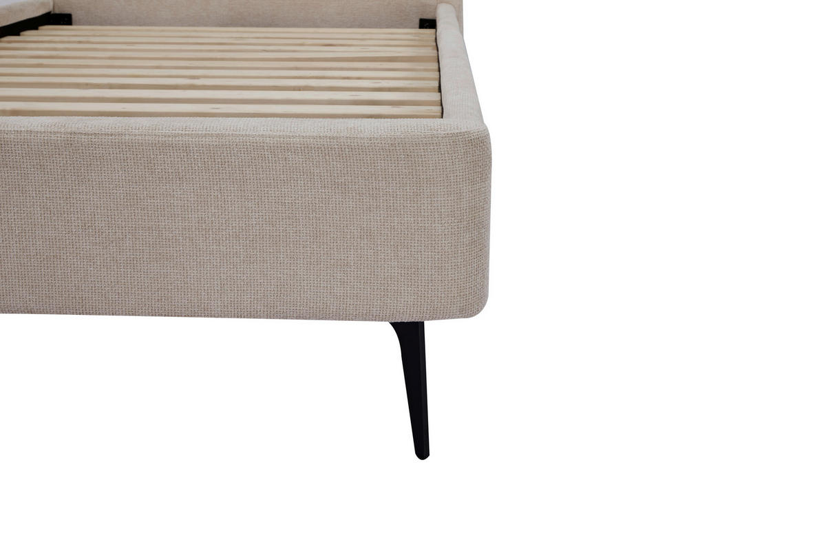 POLSTERBETT Lattenrost 90/200 cm  in Beige  - Beige/Schwarz, Design, Holz/Textil (90/200cm) - Boxxx