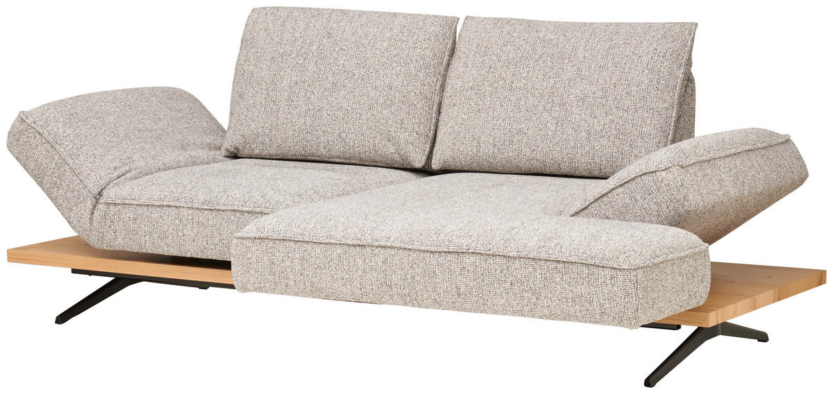 ECKSOFA in Chenille Greige  - Greige/Schwarz, Design, Holz/Textil (240/132cm) - Koinor