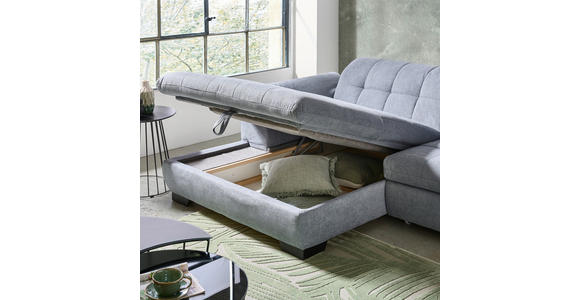 ECKSOFA  in Webstoff Blaugrau  180/265 cm  - Blaugrau/Schwarz, Design, Textil/Metall (180/265cm) - Carryhome