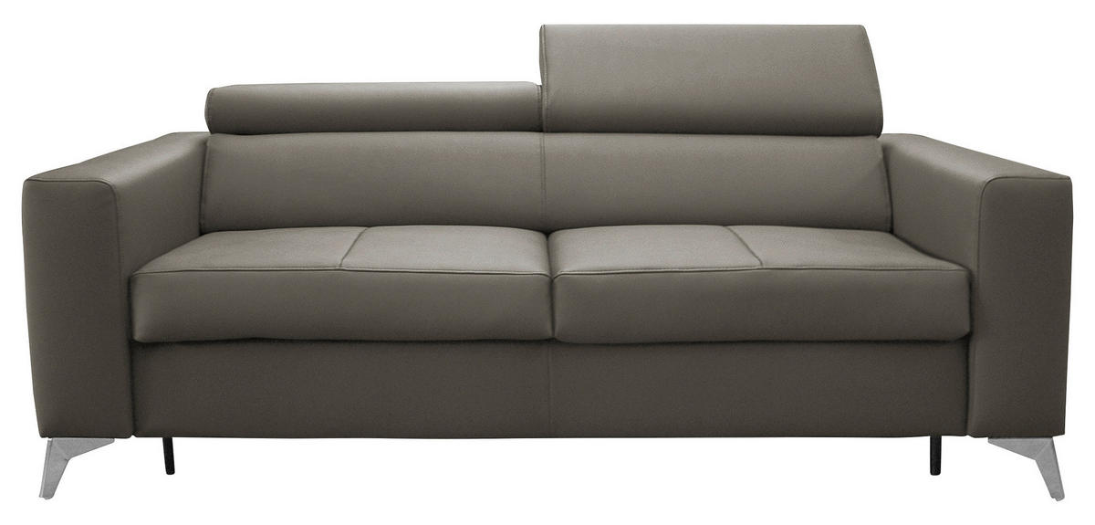 SCHLAFSOFA Schlammfarben Echtleder Lederlook  - Schlammfarben/Silberfarben, Design, Leder/Textil (206/95/101cm) - Livetastic