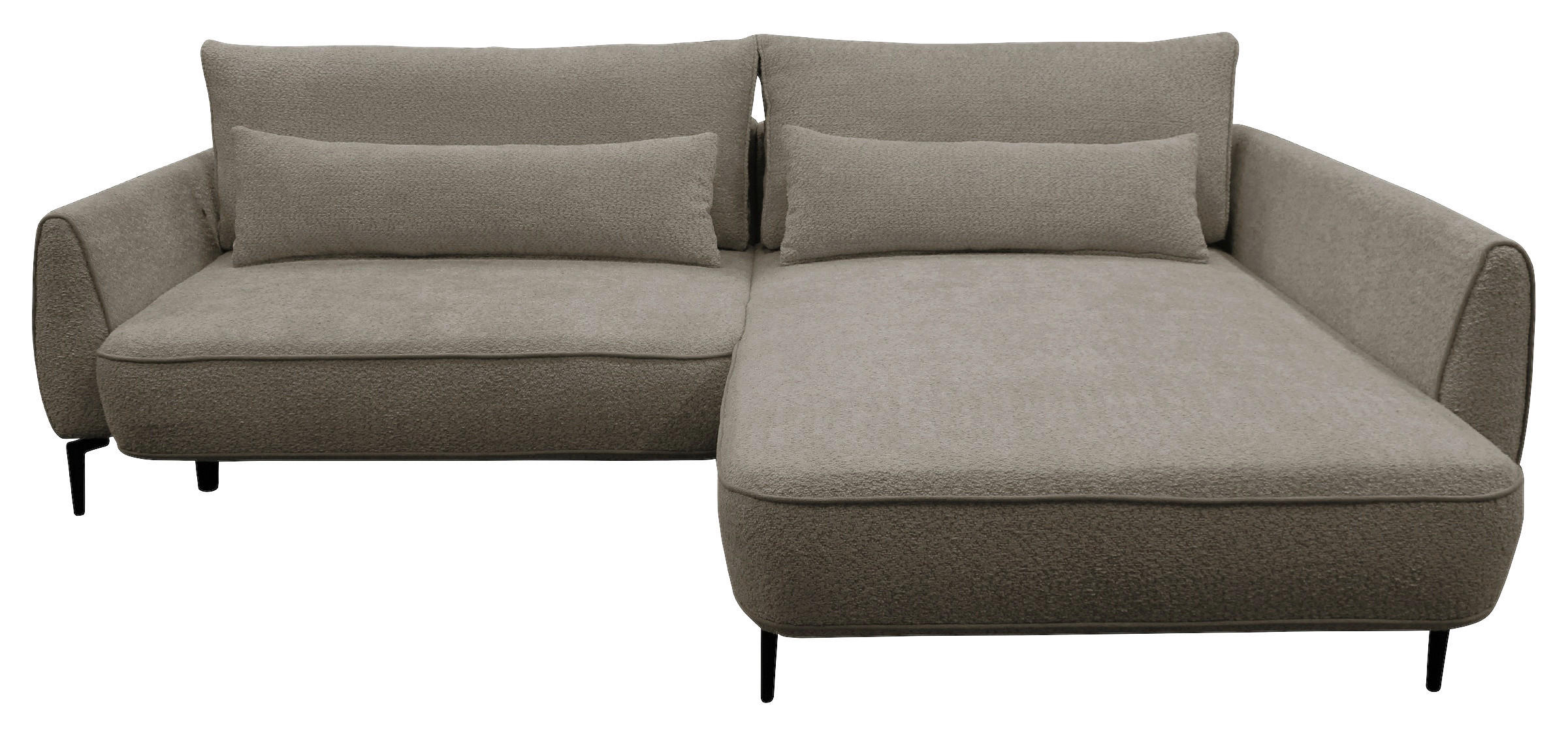 ECKSOFA Beige Bouclé  - Beige/Schwarz, Design, Textil/Metall (273/204cm) - MID.YOU