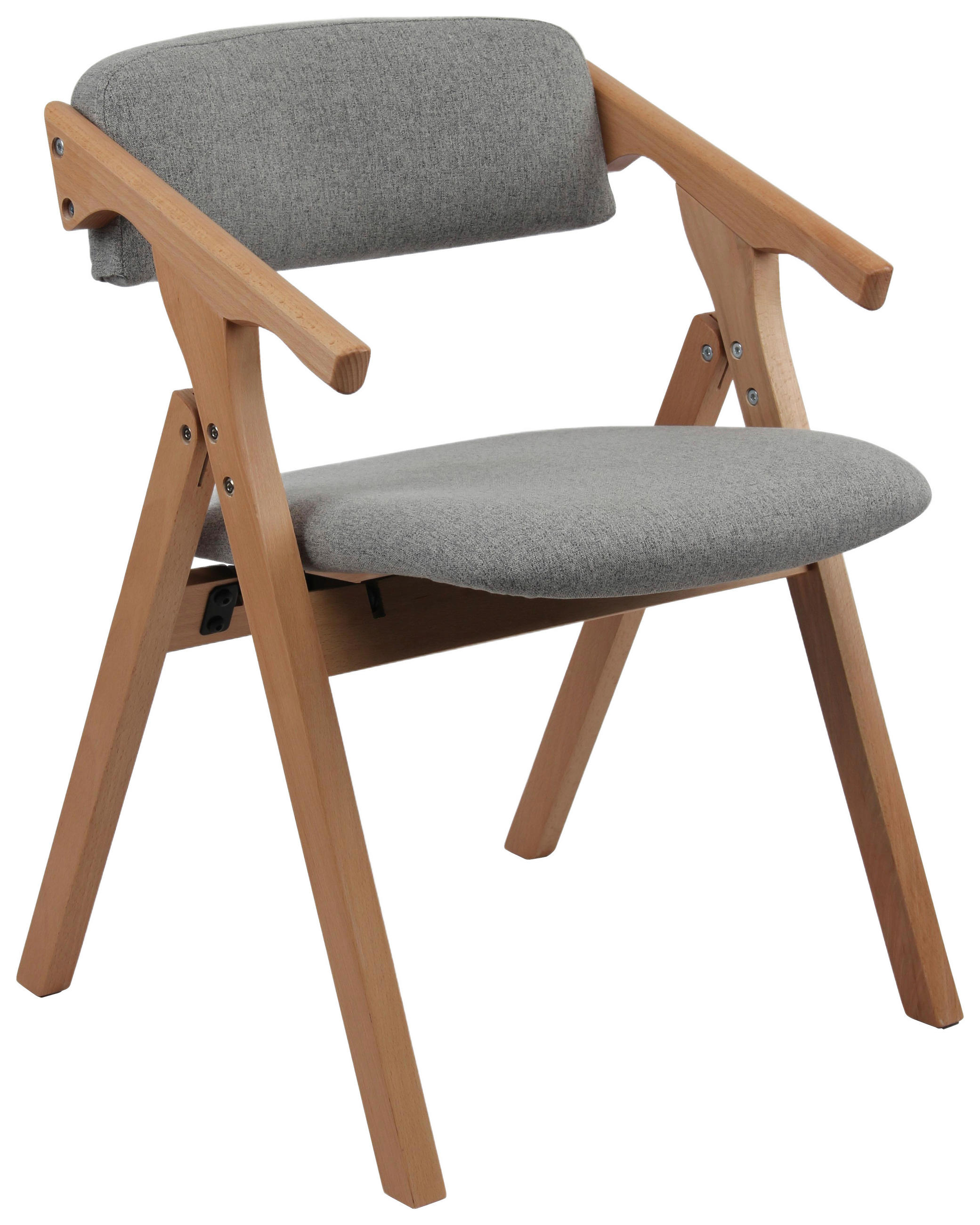 BESUCHERSTUHL  in Webstoff Grau  - Naturfarben/Grau, MODERN, Holz/Textil (53/78/47cm) - MID.YOU
