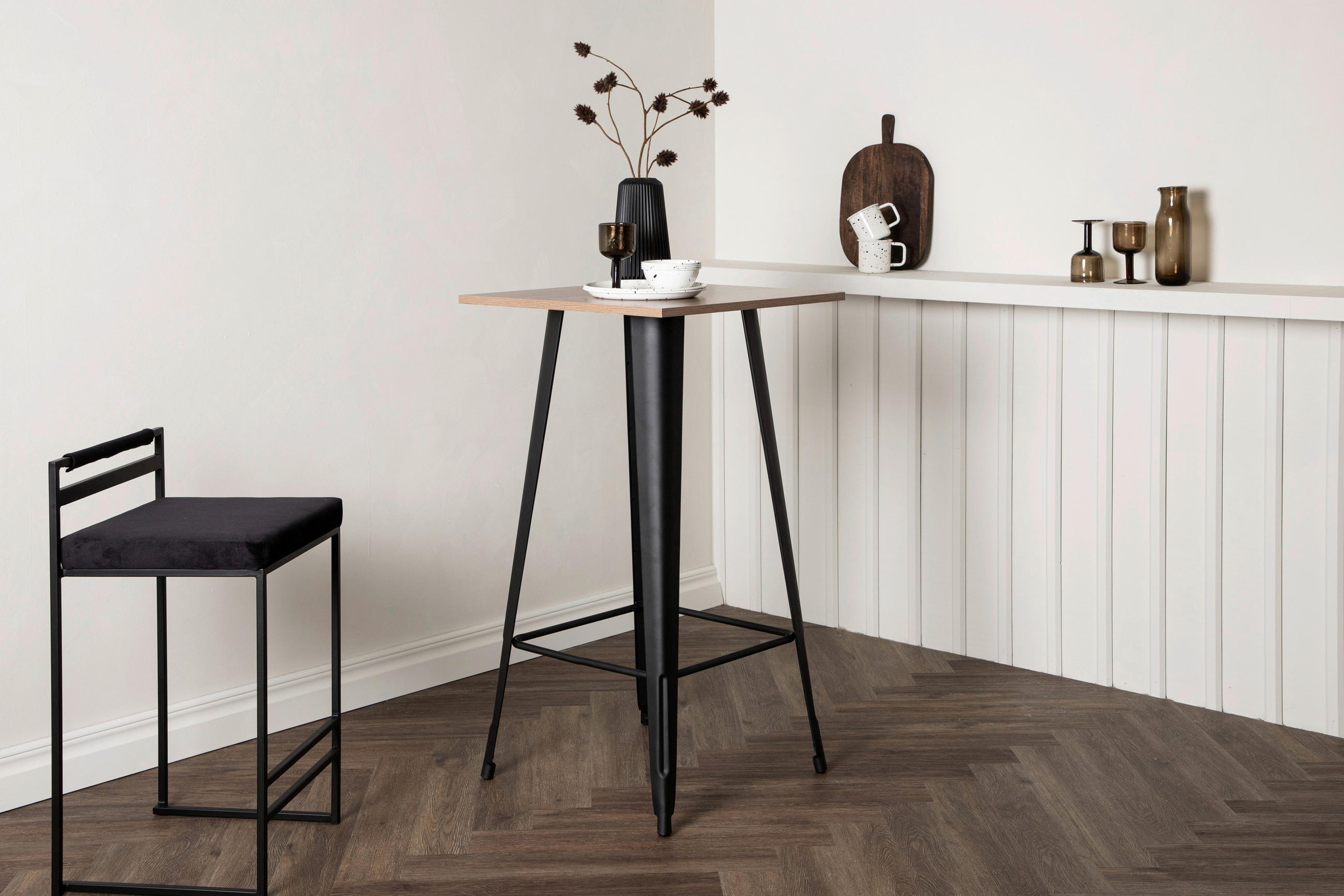 BARPALL i svart, beige  - beige/svart, Design, metall/trämaterial (60/105/60cm) - Livetastic