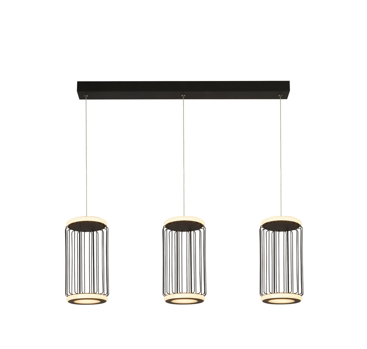 LED-HÄNGELEUCHTE Circolo Cage 90/16/150 cm   - Schwarz/Weiß, Design, Kunststoff/Metall (90/16/150cm) - Searchlight
