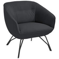 COCKTAILSESSEL in Echtleder Dunkelgrau  - Dunkelgrau/Anthrazit, Design, Leder/Metall (76/80/73cm) - Joop!