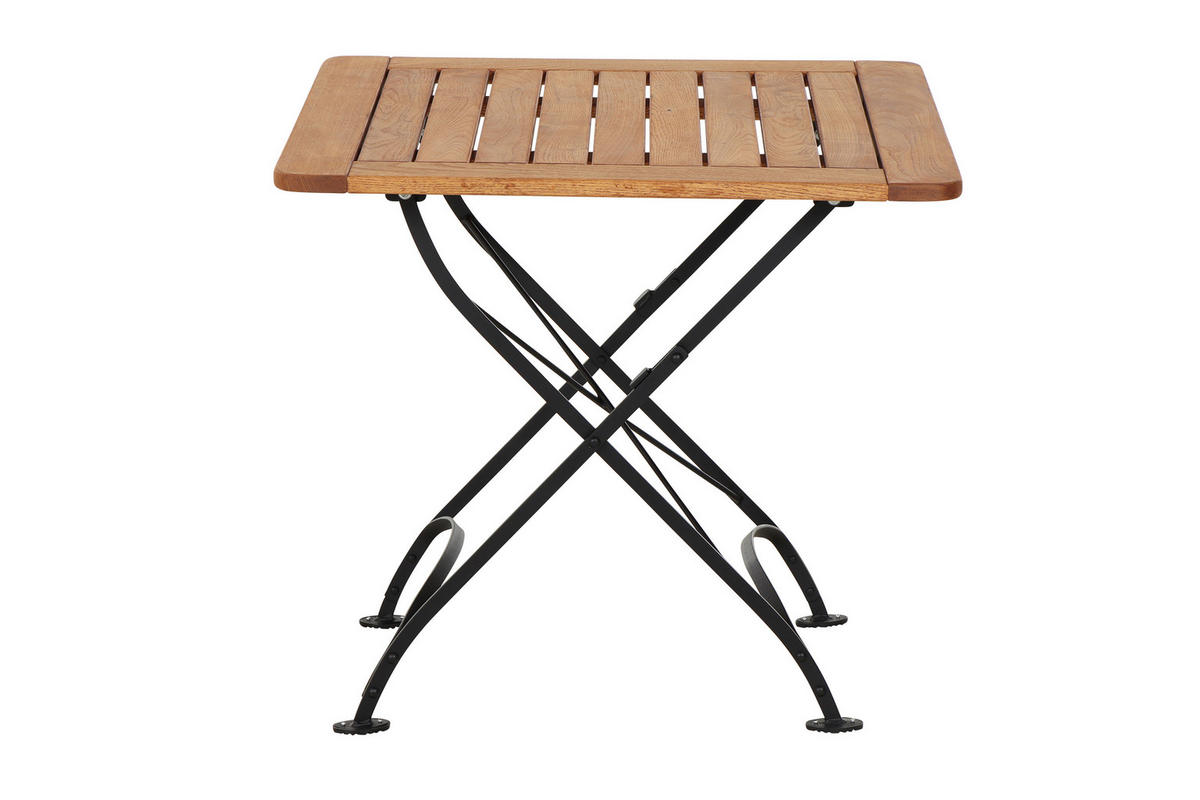 GARTENKLAPPTISCH 80/80/78 cm  - Robinienfarben/Schwarz, KONVENTIONELL, Holz/Metall (80/80/78cm) - Siena Garden