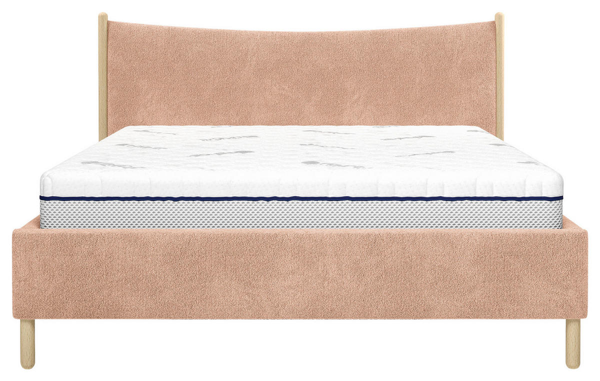 POLSTERBETT 180/200 cm,  in Rostfarben, gepolstertes Kopfteil, Lattenrost, Bettkasten,  - Rostfarben/Buchefarben, MODERN, Holz/Holzwerkstoff (180/200cm) - MID.YOU