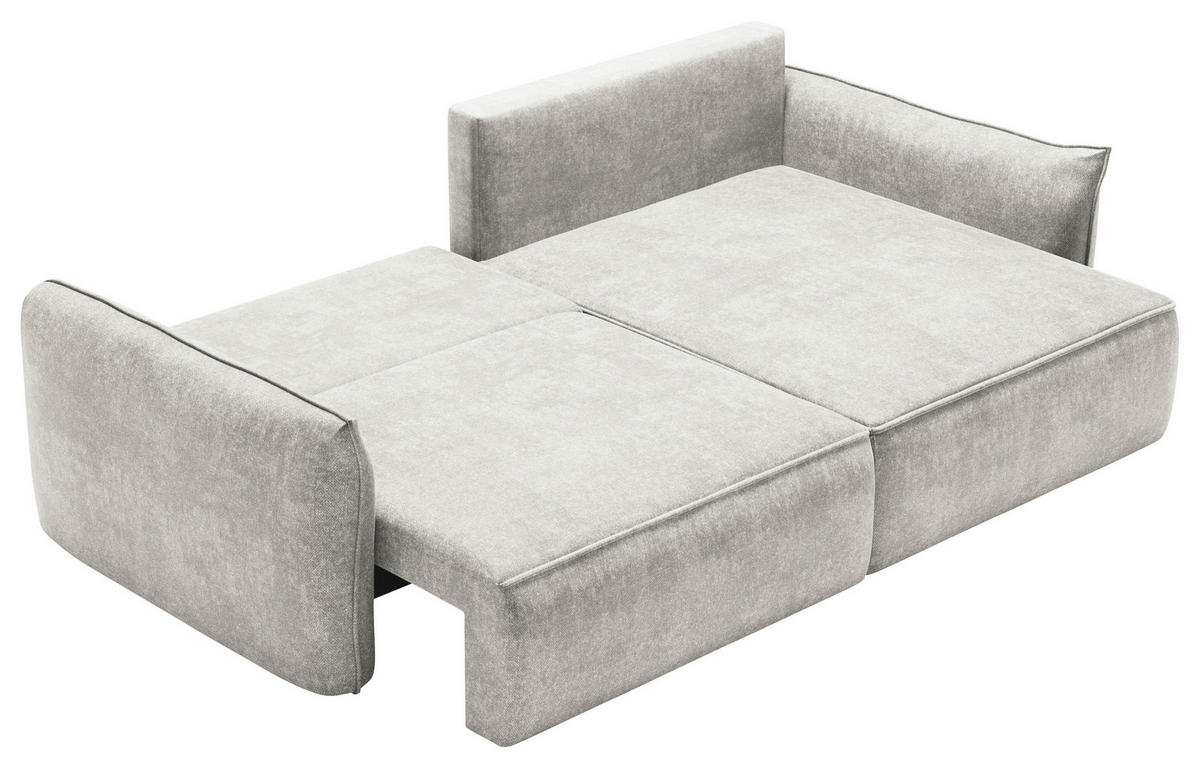 ECKSOFA Beige Struktur Rückenkissen, Bettkasten, Schlaffunktion, Rücken echt, Liegefläche im Originalstoff  - Beige/Schwarz, KONVENTIONELL, Kunststoff/Textil (266/148cm) - Milino