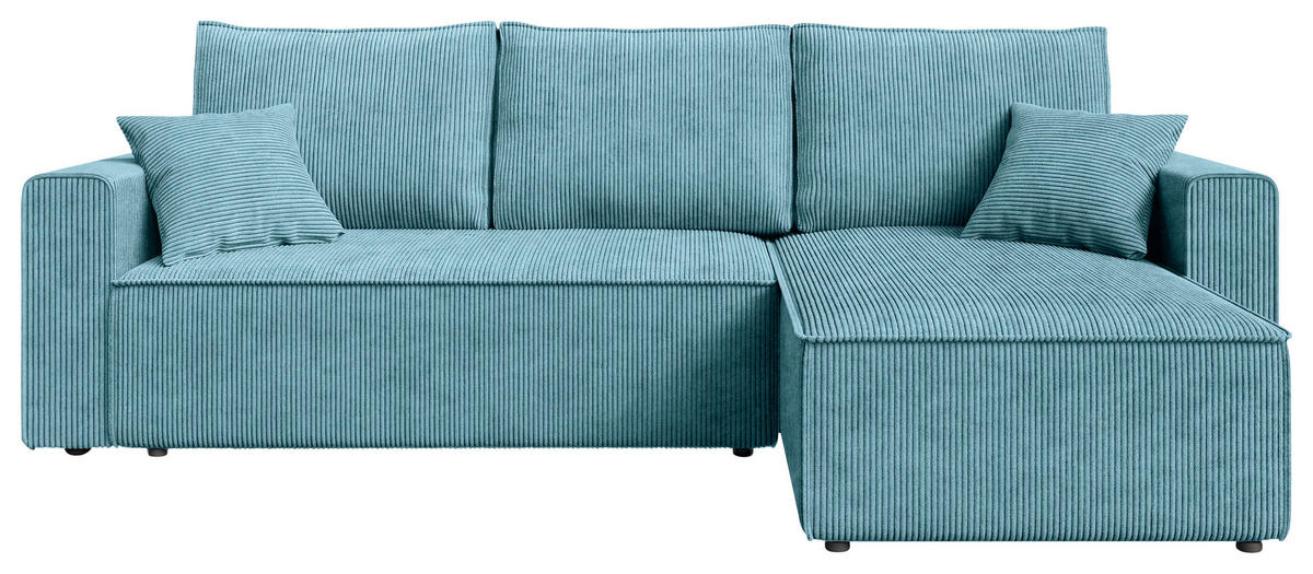ECKSOFA Türkis Cord  - Türkis/Schwarz, KONVENTIONELL, Kunststoff/Textil (232/143cm) - Carryhome
