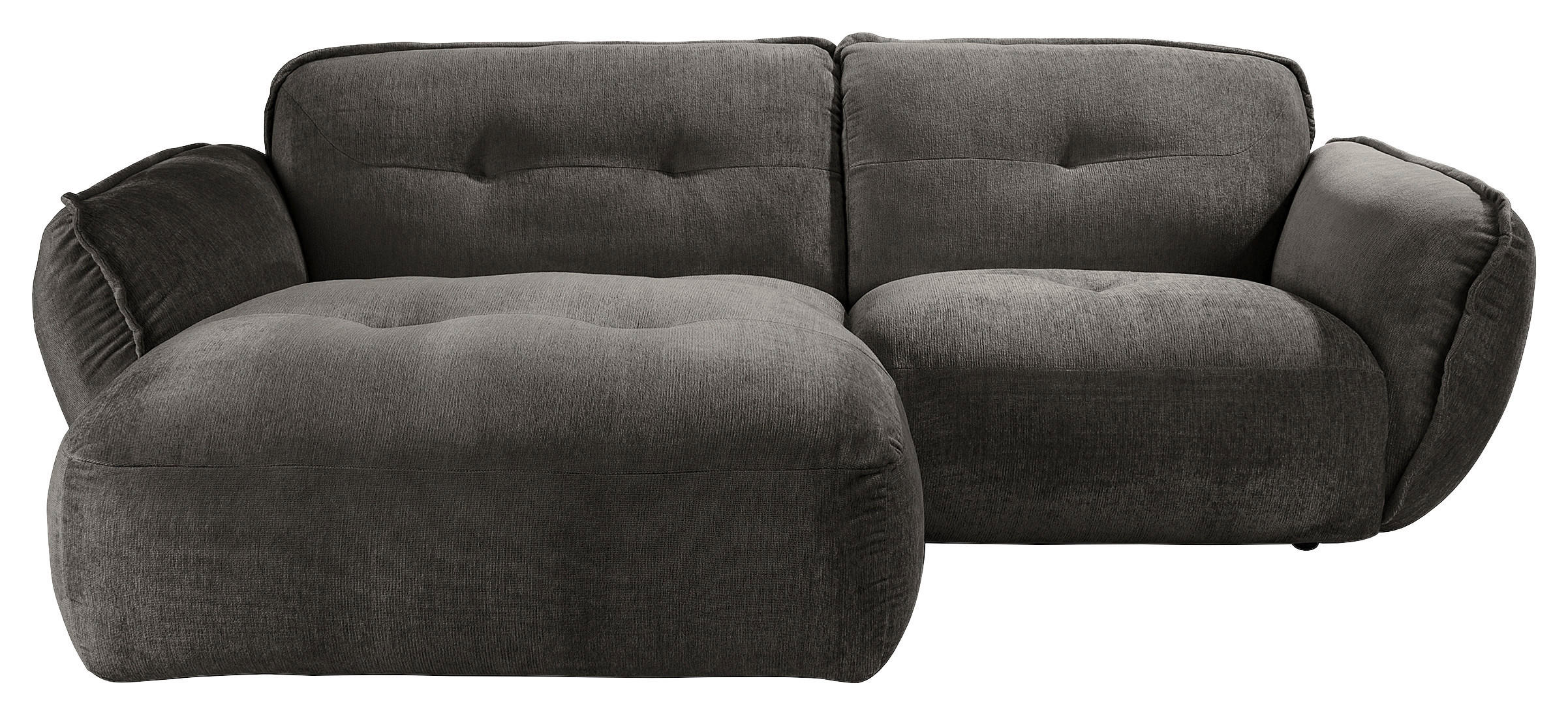 ECKSOFA in Chenille Anthrazit - Anthrazit/Schwarz, Modern, Kunststoff/Textil (184/269cm) - Trendmanufaktur