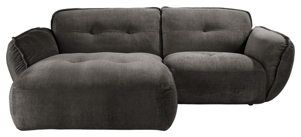 ECKSOFA in Chenille Anthrazit  - Anthrazit/Schwarz, Modern, Kunststoff/Textil (184/269cm) - Trendmanufaktur
