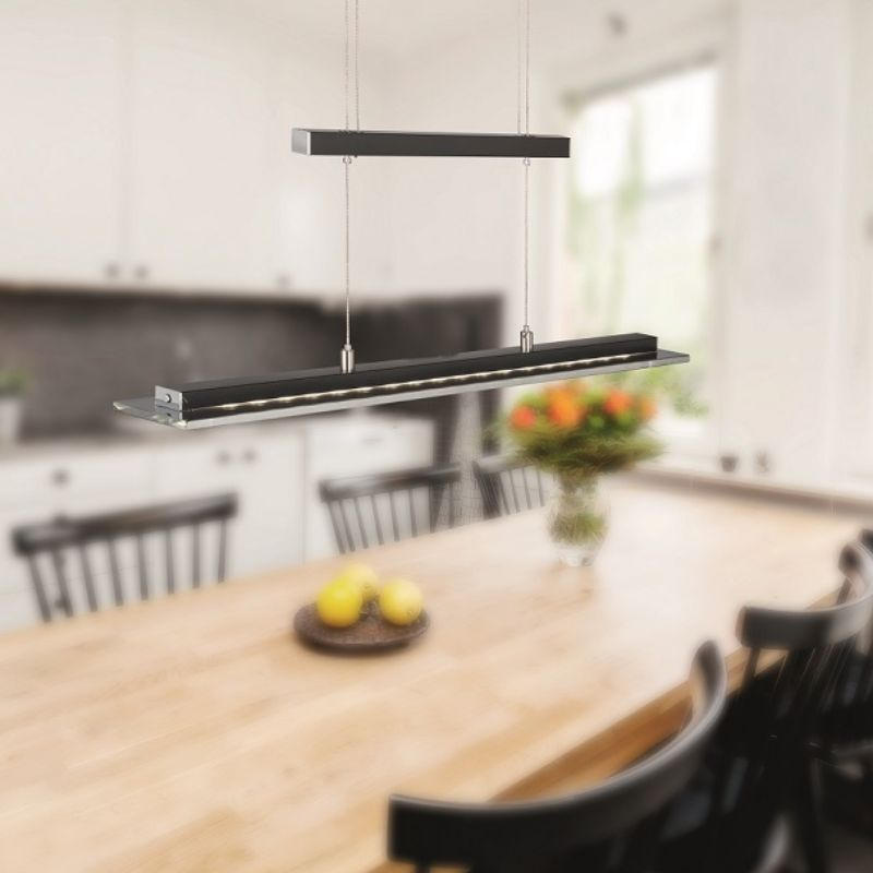 LED-HÄNGELEUCHTE Tenso 88/9/80-150 cm   - Chromfarben/Schwarz, Trend, Glas/Metall (88/9/80-150cm) - Fischer & Honsel