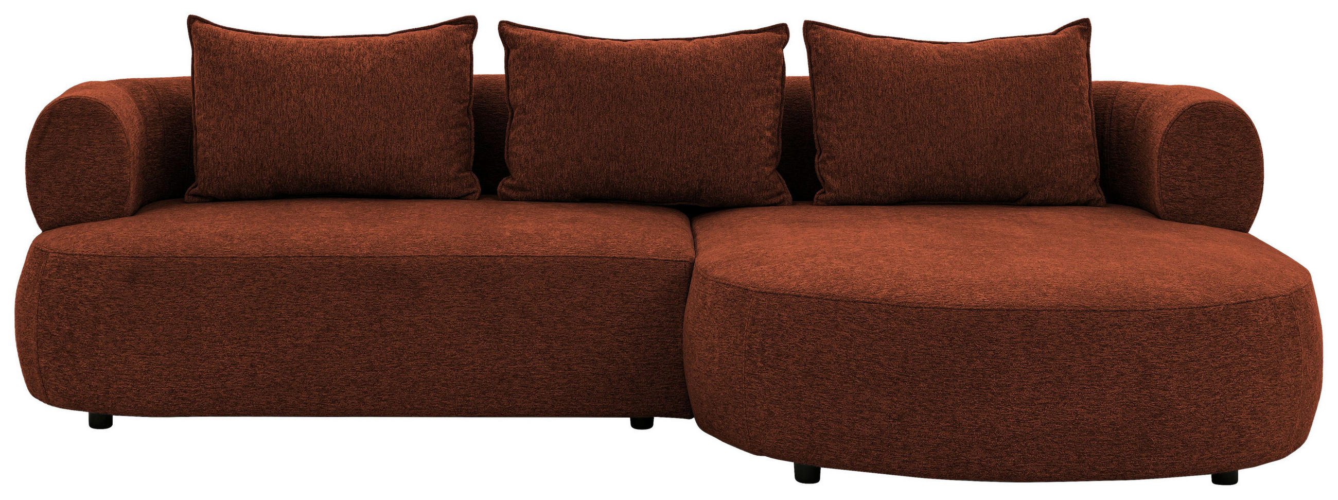 ECKSOFA in Chenille Rostfarben - Rostfarben/Schwarz, Design, Kunststoff/Textil (256/156cm) - Livetastic