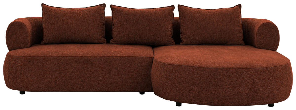 ECKSOFA in Chenille Rostfarben  - Rostfarben/Schwarz, Design, Kunststoff/Textil (256/156cm) - Livetastic
