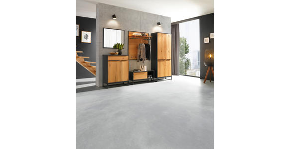 GARDEROBENBANK 94,4/46/40 cm - Eichefarben/Anthrazit, Trend, Holzwerkstoff/Metall (94,4/46/40cm) - Novel