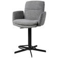 BARHOCKER Webstoff Grau Eisen Sitzfläche 360° drehbar  - Schwarz/Grau, Design, Textil/Metall (55/92-117/54cm) - Novel