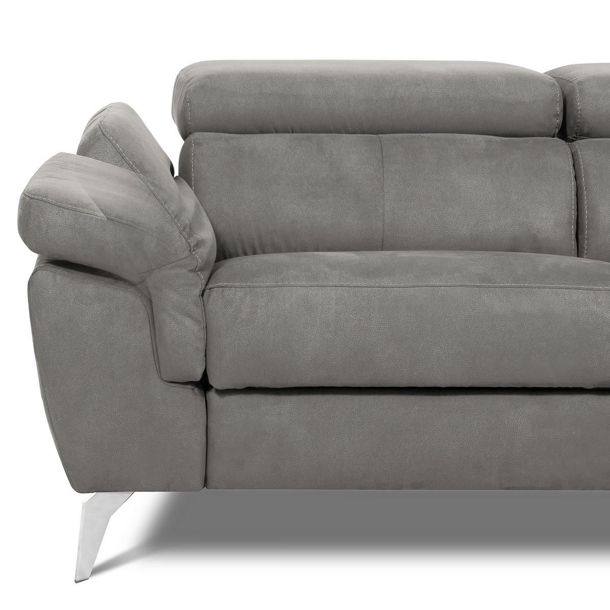ECKSOFA SONO in Lederlook Anthrazit Armteilverstellung, Kopfteilverstellung  265/210 cm  - Chromfarben/Anthrazit, Design, Textil/Metall (265/210cm) - Livetastic