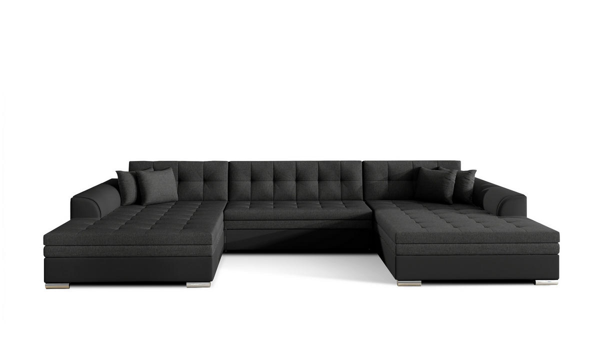 WOHNLANDSCHAFT Schwarz  - Chromfarben/Schwarz, Design, Kunststoff (165/359/165cm) - MID.YOU