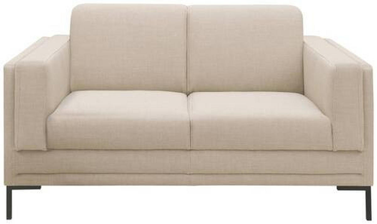 2-SITZER-SOFA Webstoff Beige  - Beige/Silberfarben, Design, Textil/Metall (155/82/90cm) - LOOKS by W.Joop
