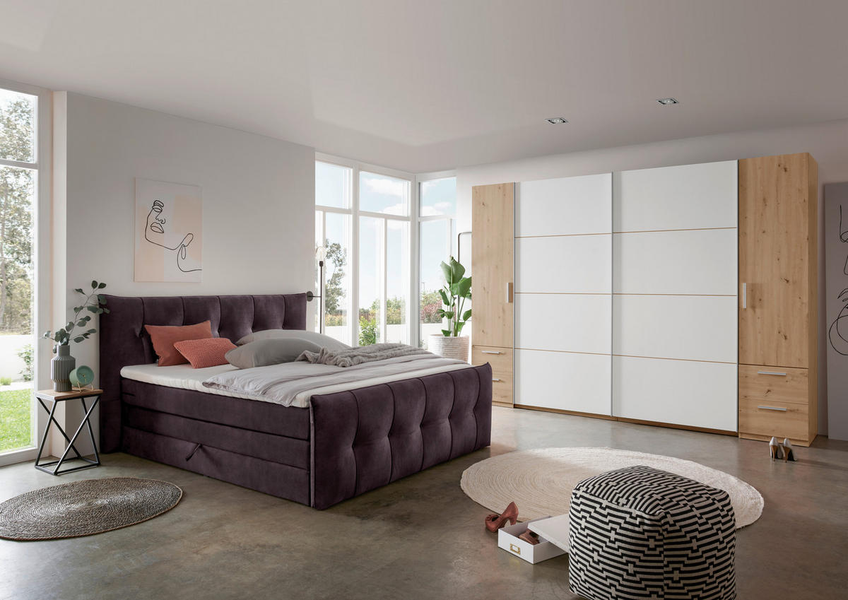 BOXSPRINGBETT 180/200 cm  in Braun, Grau  - Schwarz/Braun, Konventionell, Kunststoff/Textil (180/200cm) - Esposa