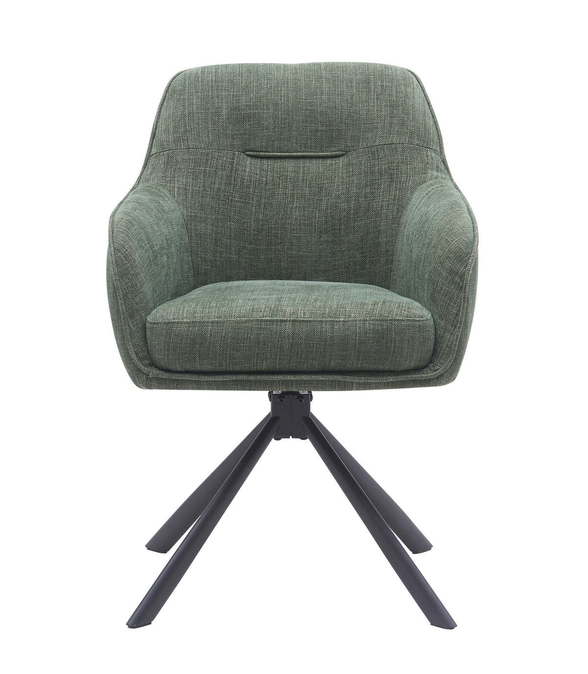 ARMLEHNSTUHL-SET 2 Stück Sitzfläche 360° drehbar, automatische Rückholfunktion, gepolsterte Armlehnen Chenille  - Waldgrün/Schwarz, MODERN, Textil/Metall (59/87/65cm) - Livetastic