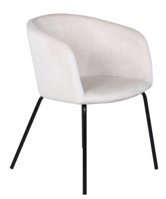 STOL i järn sammet - vit/beige, Design, metall/trä (55/78/55cm) - Best Price