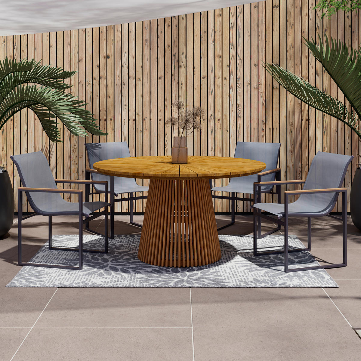 SET STOLICA ZA BAŠTU - siva/prirodna boja, Moderno, metal/tekstil (56/86/53cm) - Bessagi Garden