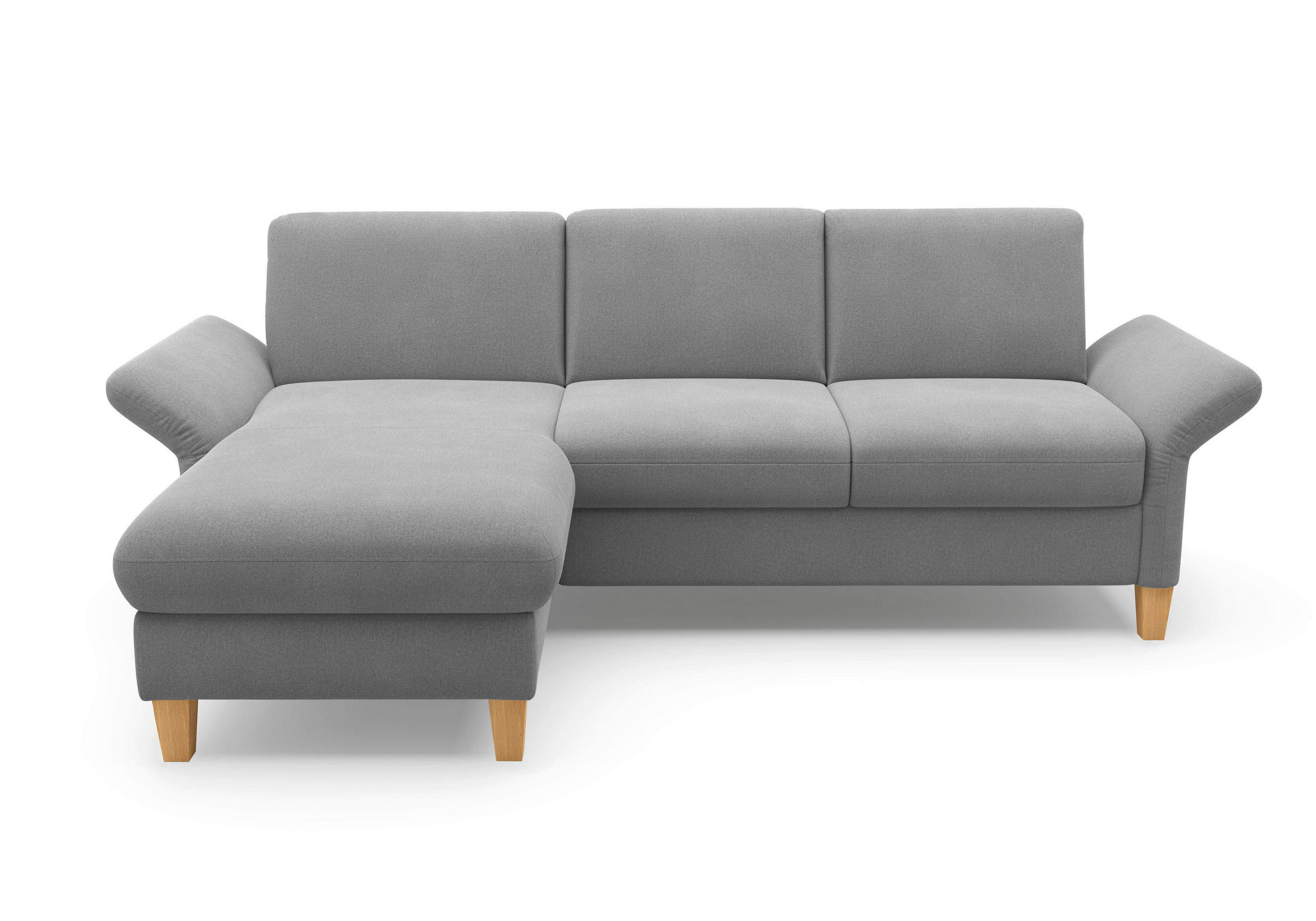 ECKSOFA ROCHELLE E Grau Flachgewebe  - Eichefarben/Grau, KONVENTIONELL, Holz/Textil (164/251cm) - Sit & More