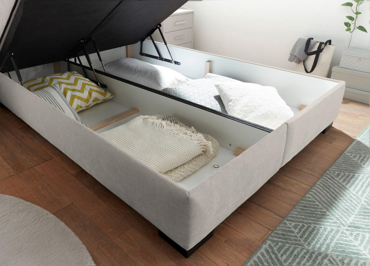 BOXBETT 140/200 cm  in Beige  - Beige/Schwarz, Modern, Holzwerkstoff/Kunststoff (140/200cm) - MID.YOU