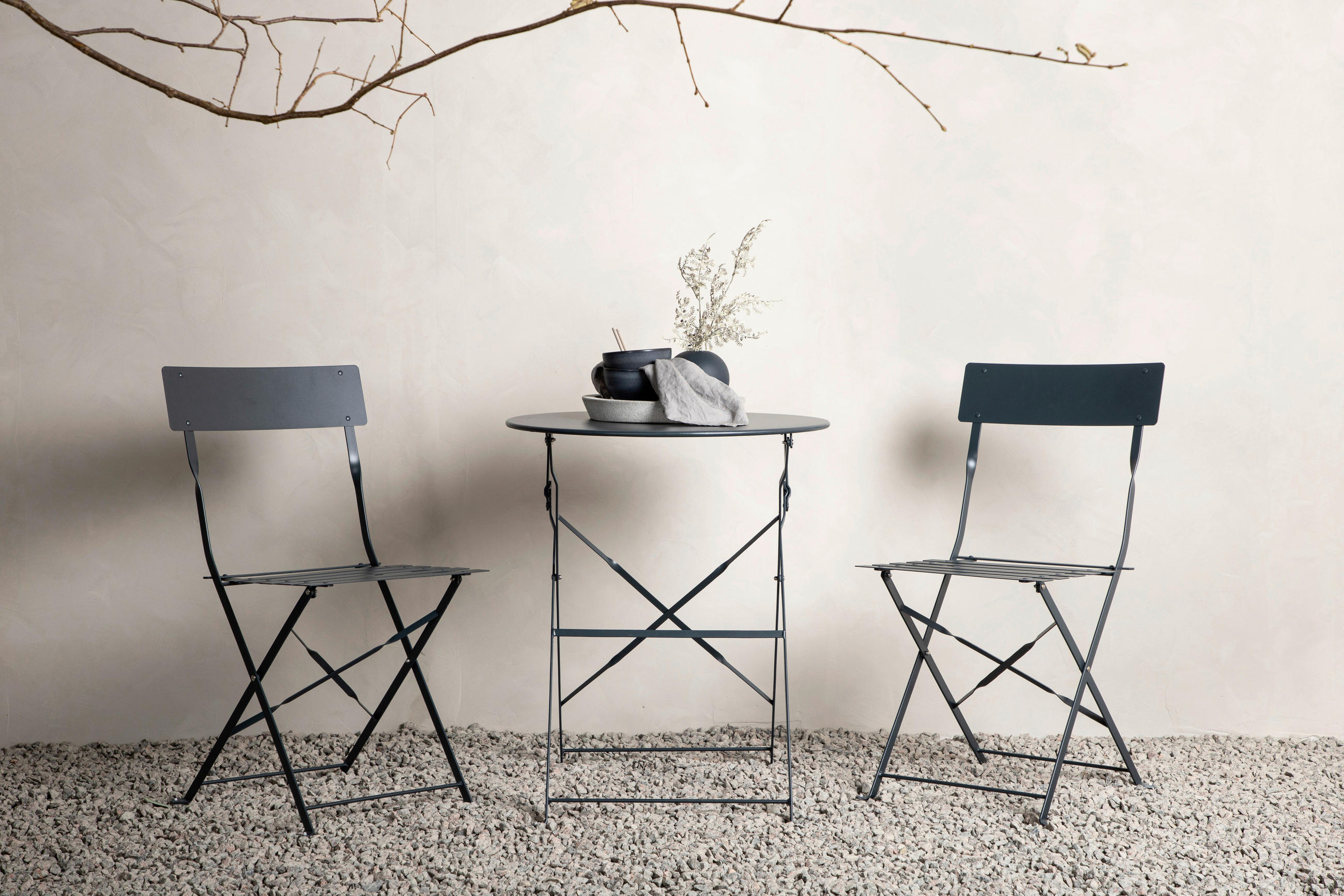 BALKONGMÖBLER SET 3 delar    - mörkgrå, Klassisk, metall - Gardenson