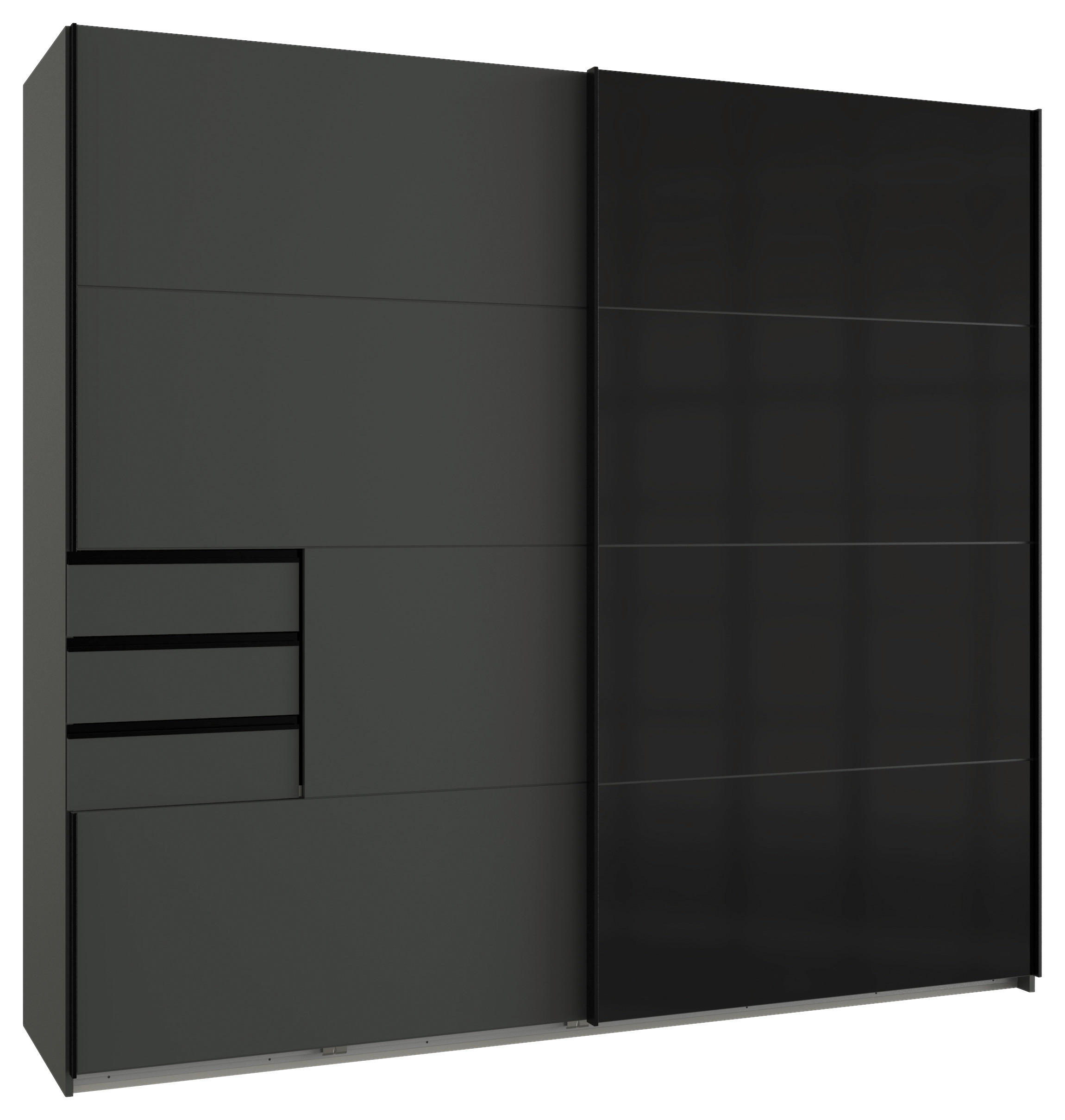 SCHWEBETÜRENSCHRANK 2-türig Graphitfarben - Graphitfarben/Schwarz, KONVENTIONELL, Holzwerkstoff/Metall (225/210/64cm) - MID.YOU