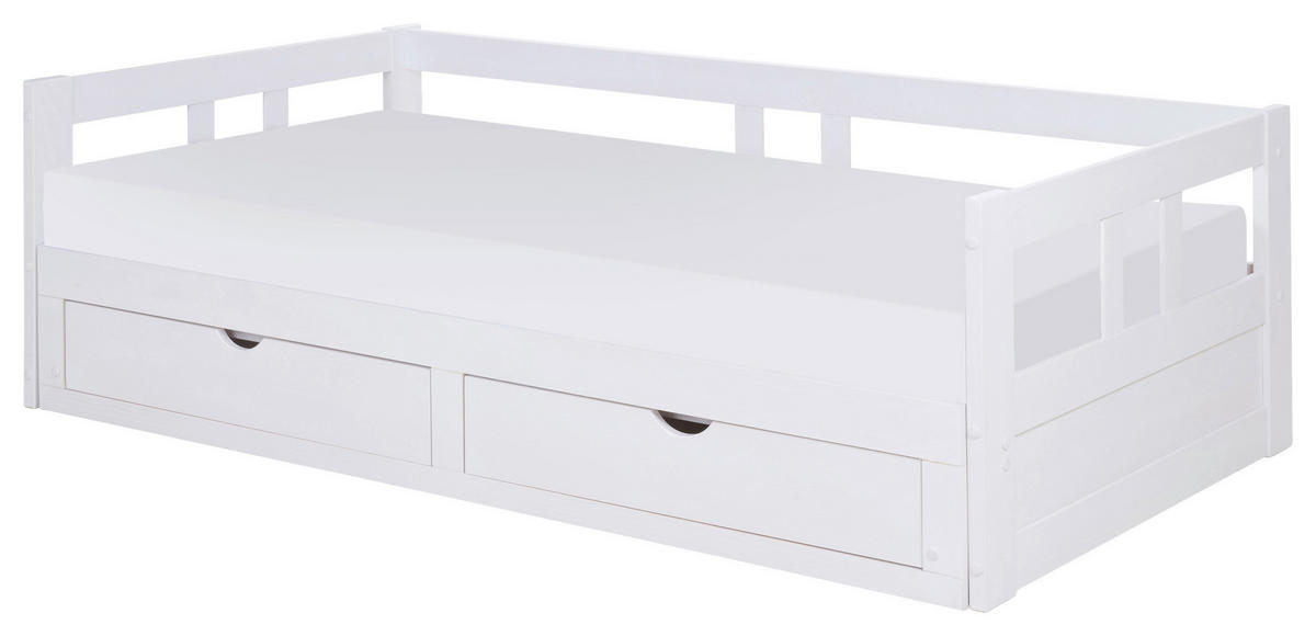 AUSZIEHBETT 90/200 cm Weiss  - Weiss/Naturfarben, Romantik / Landhaus, Holz/Holzwerkstoff (90/200cm) - MID.YOU