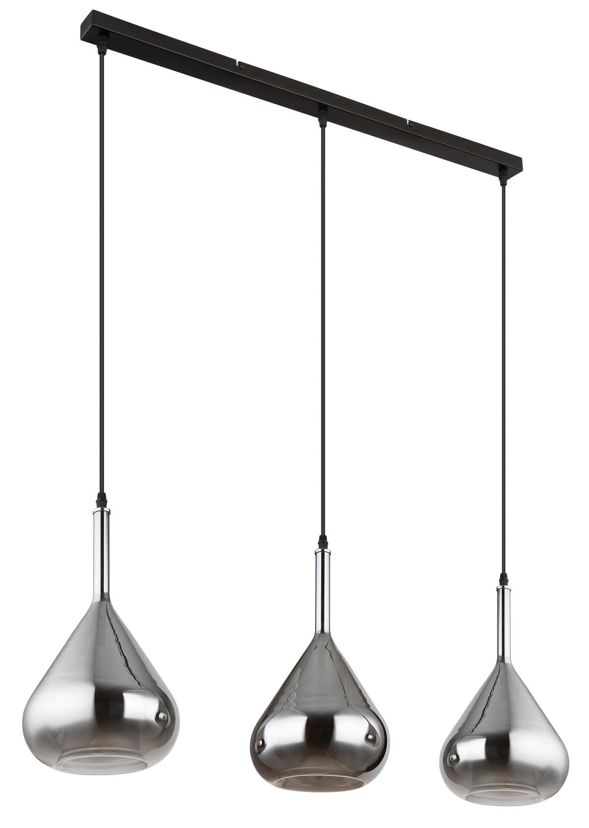 HÄNGELEUCHTE 90/20/140 cm    - Schwarz/Grau, Design, Glas/Metall (90/20/140cm) - Globo
