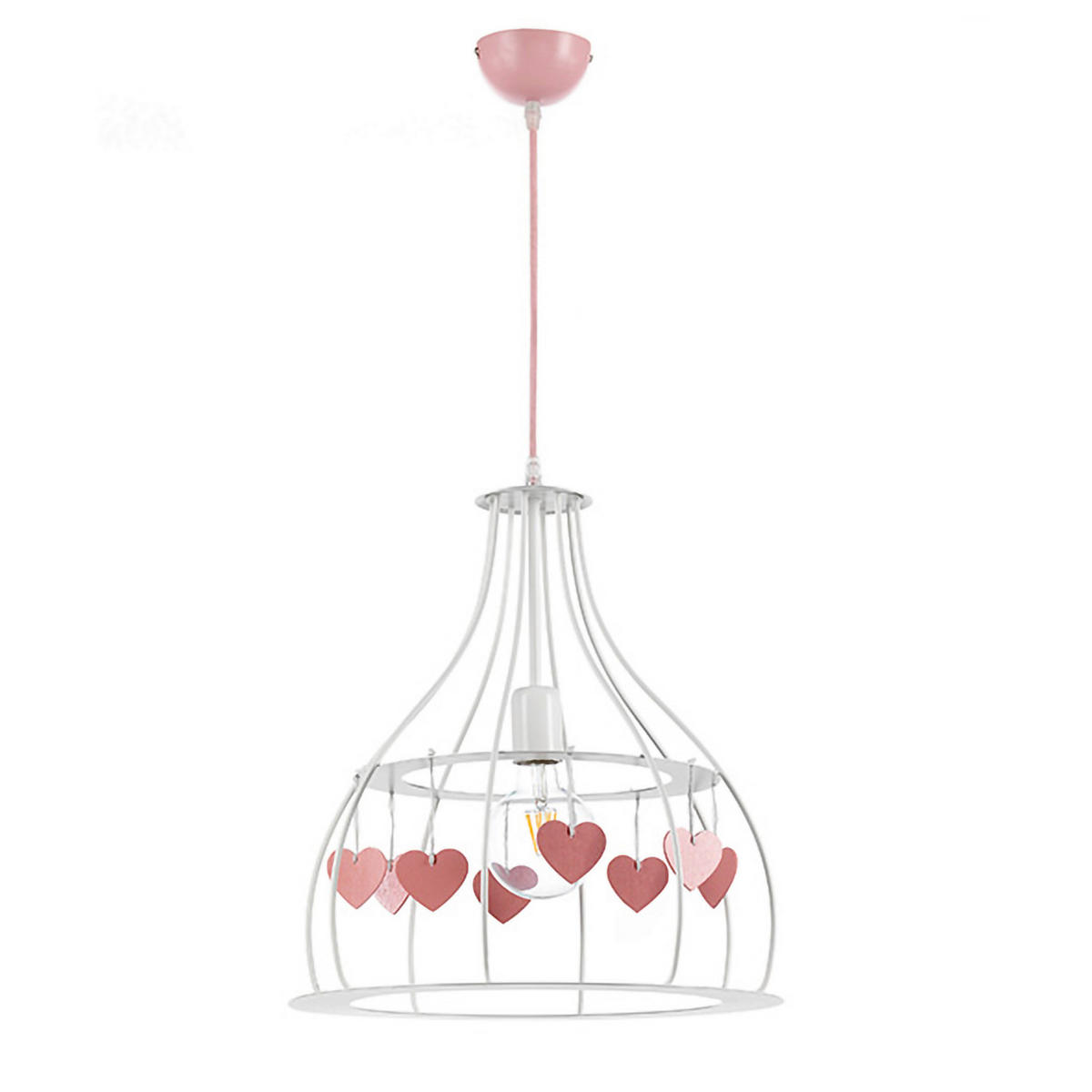 KINDERHÄNGELEUCHTE 40/106 cm   - Pink/Weiß, Basics, Textil/Metall (40/106cm)